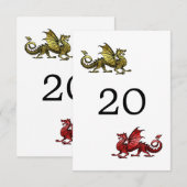 Carte de table de mariage Dragon Rouge Or (Devant / Derrière)