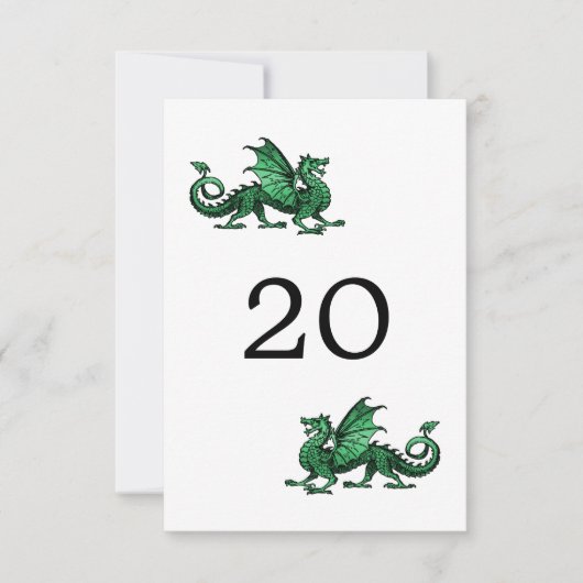 Carte de table de mariage Dragon Vert (Devant)