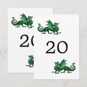 Carte de table de mariage Dragon Vert (Devant / Derrière)