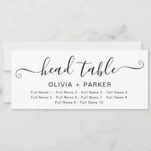 Carte de table de mariage – Écriture moderne