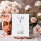 Carte de table de mariage élégante