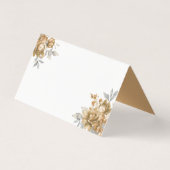 Carte de table de mariage élégante avec fleurs dor (Back)