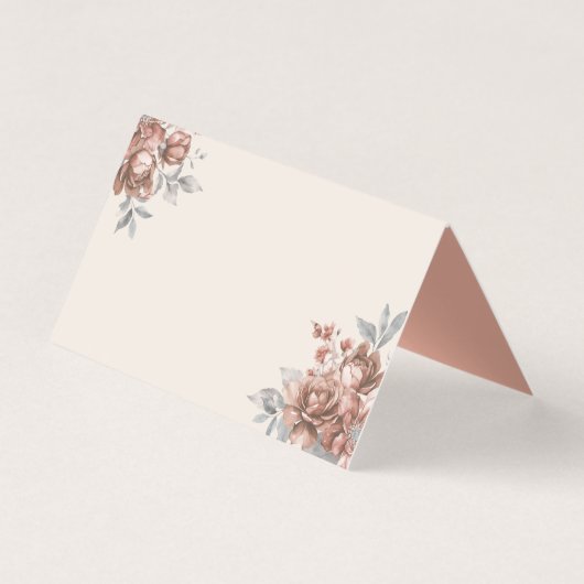 Carte de table de mariage élégante Fleurs dorées F (Front)