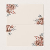 Carte de table de mariage élégante Fleurs dorées F (Outside Unfolded)