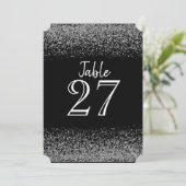 Carte de table de mariage élégante noir et blanc a (Debout devant)