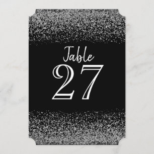 Carte de table de mariage élégante noir et blanc a