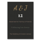 Carte de table de mariage élégante noir et or (Par défaut)