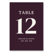 Carte de table de mariage élégante sérif marron (Dos)