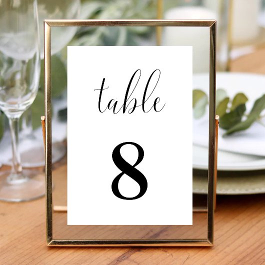 Carte de Table de Mariage Élégante Simple Minimali