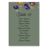 Carte de table de mariage élégante vert olive avec (Dos)