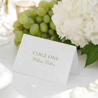 Carte de Table de Mariage Élégante Vert Sauge et B