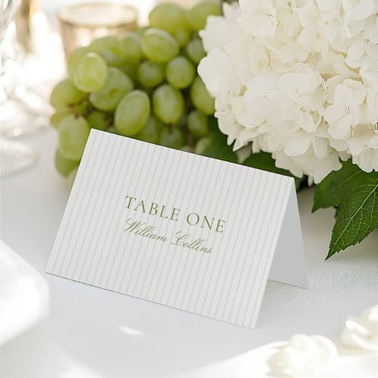 Carte de Table de Mariage Élégante Vert Sauge et B