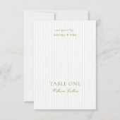 Carte de Table de Mariage Élégante Vert Sauge et B (Devant)