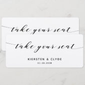 Carte de table de mariage en calligraphie noire (Devant / Derrière)