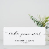 Carte de table de mariage en calligraphie noire (Debout devant)