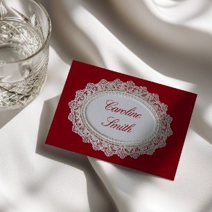 Carte de table de mariage en dentelle Rouge Rouge