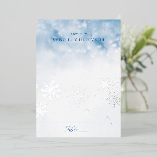 Carte de table de mariage en feuille d'aluminium s (Debout devant)