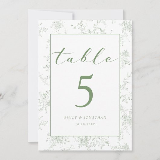Carte de table de mariage en toile de fond florale (Devant)