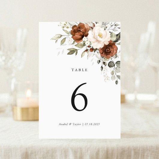 Carte de table de mariage en verdure et crème roui