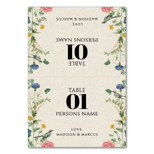 Carte de table de mariage Fancy Tropical Flowers 2 (Par défaut)