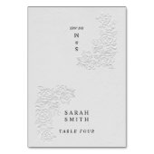 Carte de table de mariage Faux Embossed White Rose (Par défaut)