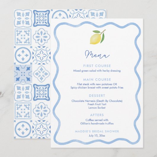 Carte de Table de Mariage Fête de Lemons avec Bord (Devant / Derrière)