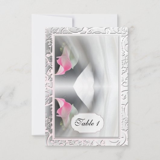 Carte de table de mariage Fleur de calla rose (Devant)