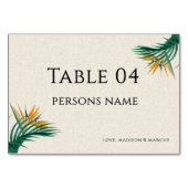 Carte de table de mariage Fleurs Tropicales Élégan (Dos)