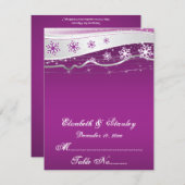 Carte de table de mariage flocon de neige violet,  (Devant / Derrière)