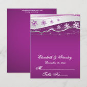 Carte de table de mariage flocon de neige violet g (Devant / Derrière)