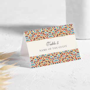 Carte de table de mariage floral fantaisiste orang