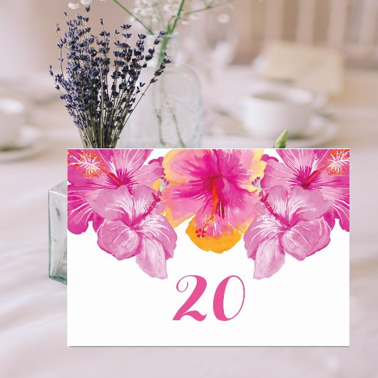 Carte de table de Mariage floral Hibiscus brossé