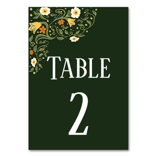 Carte de table de mariage floral vert (Par défaut)