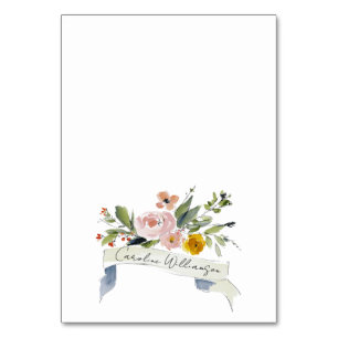 Carte de table de mariage florale aquarelle romant