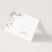 Carte de table de mariage florale Bleu Blanc Vert (Front)