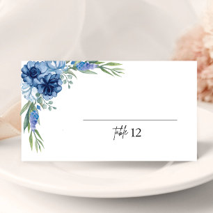 Carte de table de mariage florale bleue vintage fr