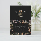 Carte de table de mariage florale Fleur sauvage (Debout devant)