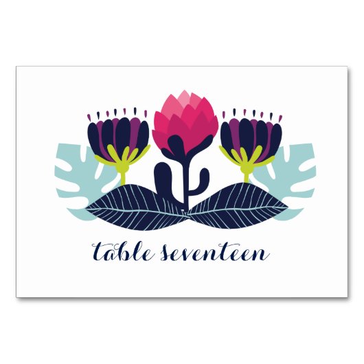 Carte de table de mariage florale funky (Devant)