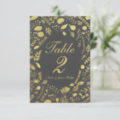 Carte de table de mariage florale grise et or (Debout devant)