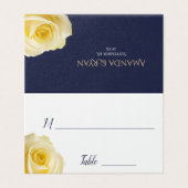 Carte de table de mariage florale moderne bleu jau (Outside Unfolded)