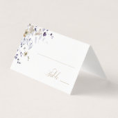 Carte de table de mariage florale or blanc violet (Front)