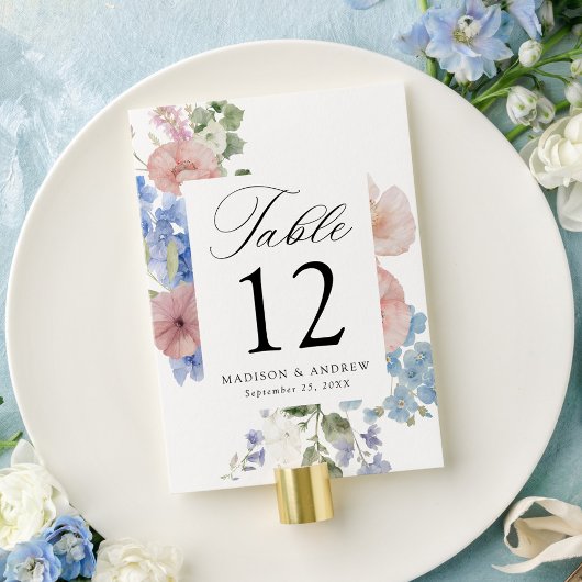 Carte de Table de Mariage Florale Romantique Éléga