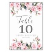 Carte de table de mariage florale rose (Dos)