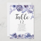 Carte de table de mariage florale Rose violette (Devant)