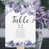 Carte de table de mariage florale Rose violette