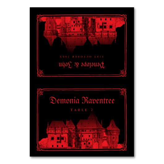 Carte de table de mariage gothique Château Vampire (Par défaut)