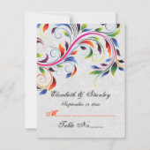 Carte de table de mariage grise avec feuille de dé (Devant)