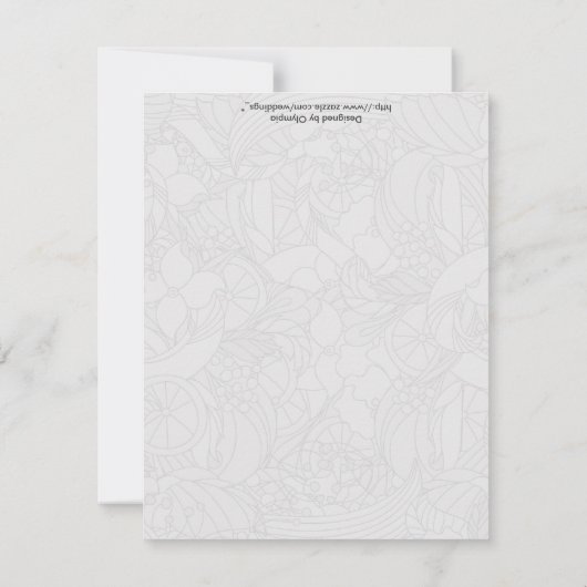 Carte de table de mariage grise avec feuille de dé (Dos)