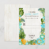 Carte de table de mariage hawaïen Luau Rustique Pl (Devant / Derrière)