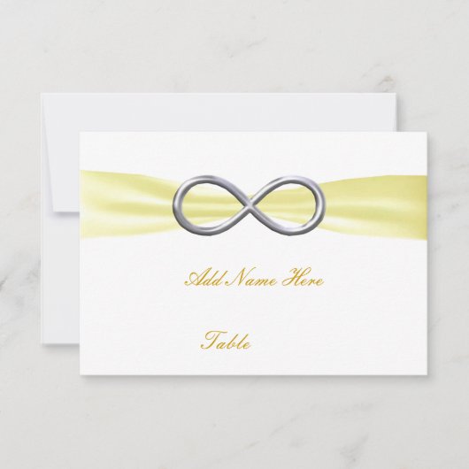 Carte de Table de Mariage Infini Jaune (Devant)